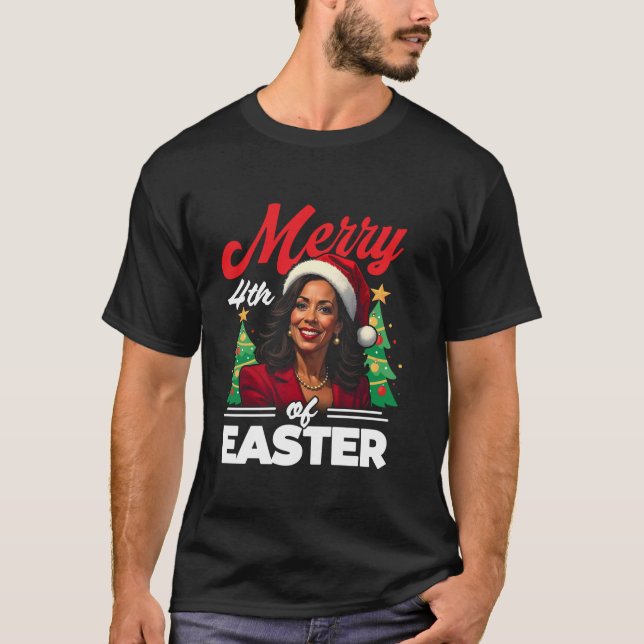 Camiseta Funny Kamala Harris Navidades Santa Hat Merry 4 (Anverso)