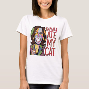 Camiseta Funny Kamala Harris y la sátira del gato asustado