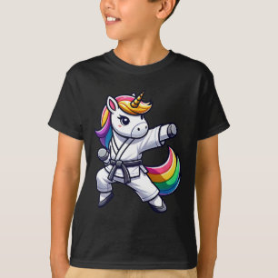 Camiseta Funny Karate Unicorn Atleta Black Belt Bots Chicas