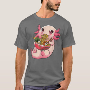 Camiseta Funny Kawaii Anime Axolotl Noodles Japoneses Ramen