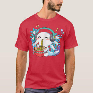 Camiseta Funny Kawaii Axolotl Comiendo fideos Ramen Anime T