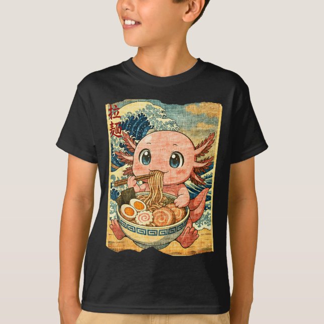 Camiseta Funny Kawaii Axolotl Ramen Noodle Bowl Japanese Wa (Anverso)