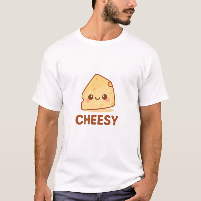 Camiseta Funny Kawaii Cheese Slice – Cute “Cheesy” Cartoon  (Anverso)
