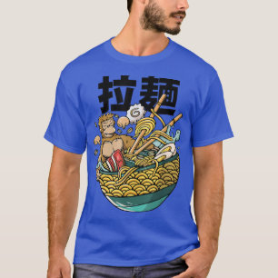 Camiseta Funny Kawaii Monkey Ramen Noodles Comida Japonesa