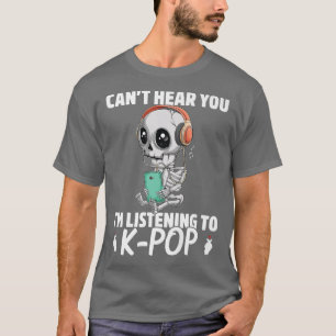 Camiseta Funny Kawaii Skeleton Escuchando Producción Musica