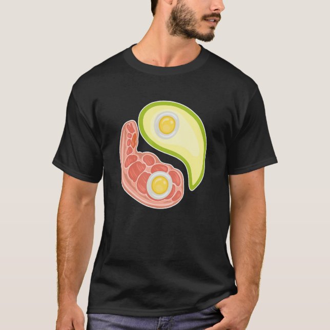Camiseta Funny Keto Diet Meat Eggs Avocado Ying Yang Zen Sy (Anverso)