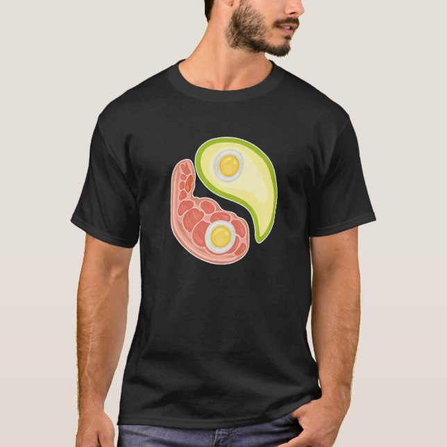 Camiseta Funny Keto Diet Meat Eggs Avocado Ying Yang Zen Sy (Anverso)