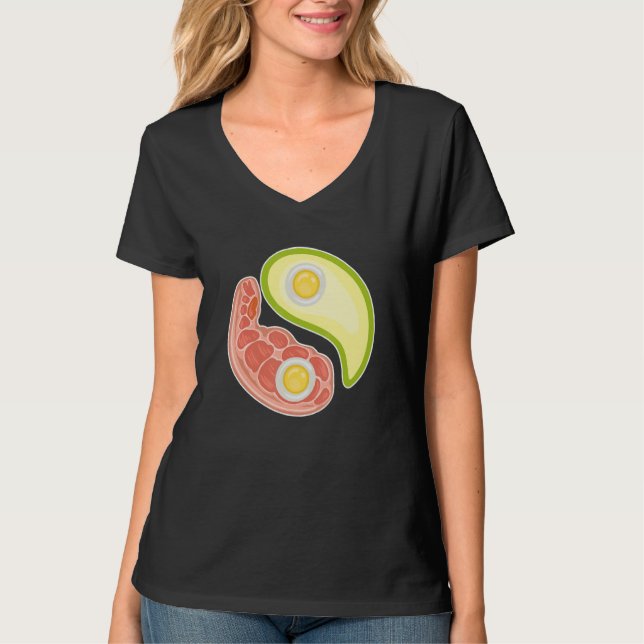 Camiseta Funny Keto Diet Meat Eggs Avocado Ying Yang Zen Sy (Anverso)