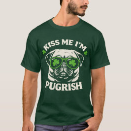 Camiseta Funny Kiss Me I'm Pugrish St. Patrick's Day Dog