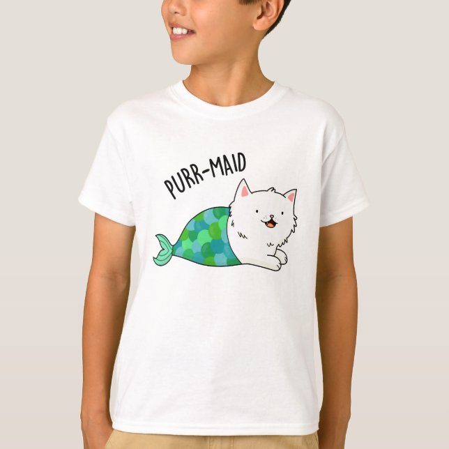 Camiseta Funny Kitty Cat Mermaid Pun (Anverso)