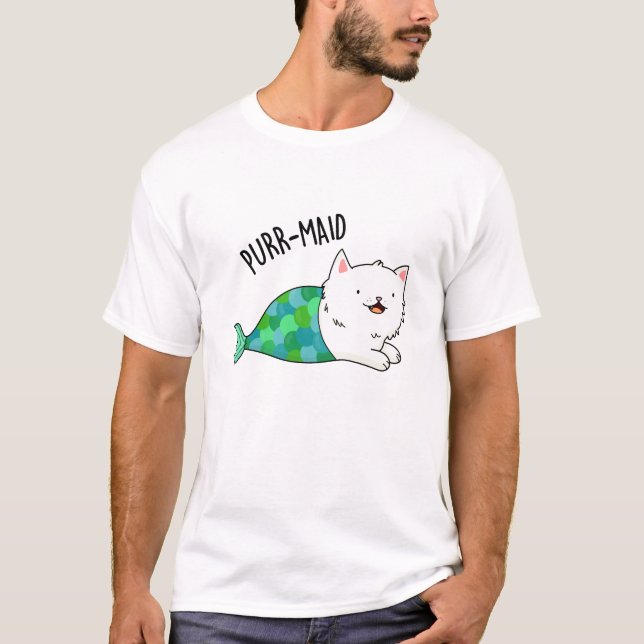 Camiseta Funny Kitty Cat Mermaid Pun (Anverso)