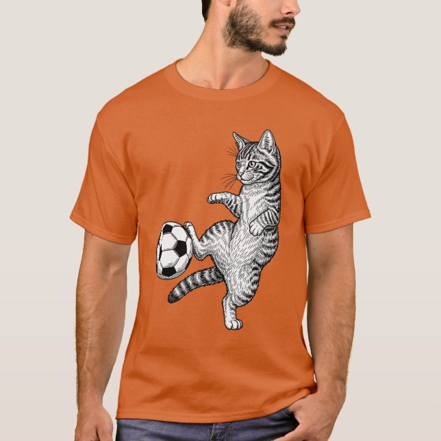 Camiseta Funny Kitty Cat Playing Soccer Cute Soccer Mom Cat (Anverso)