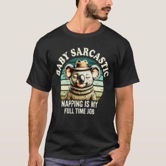 Camiseta Funny Koala Napping Full Time Job Retro Graphic