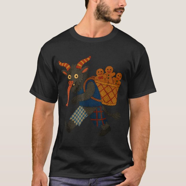 Camiseta Funny Krampus Gingerbread Yarn Art Creepy Holiday  (Anverso)