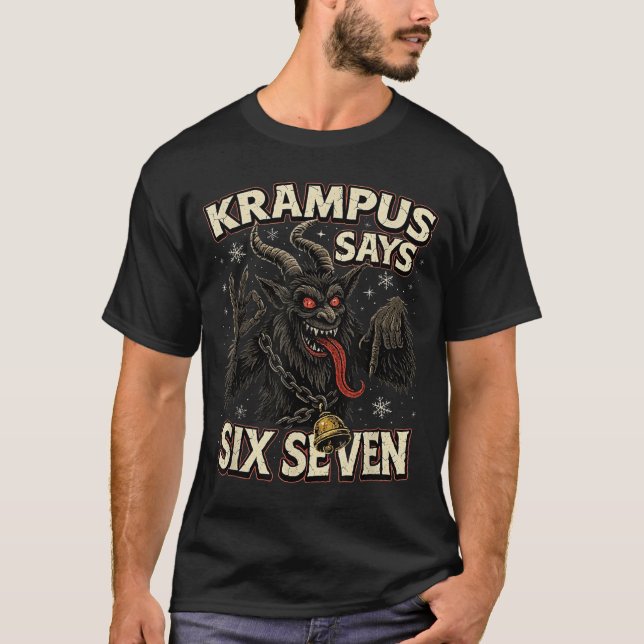 Camiseta Funny Krampus Says Six Seven 6 7 Meme Christmas Ho (Anverso)