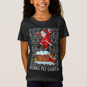 Camiseta Funny Kung Fu Santa Claus Chimney Ugly Navidades S