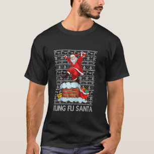 Camiseta Funny Kung Fu Santa Claus Chimney Ugly Navidades S