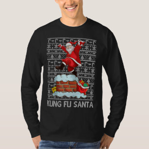 Camiseta Funny Kung Fu Santa Claus Chimney Ugly Navidades S