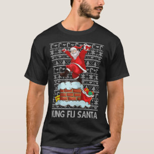 Camiseta Funny Kung Fu Santa Claus Chimney Ugly Navidades S