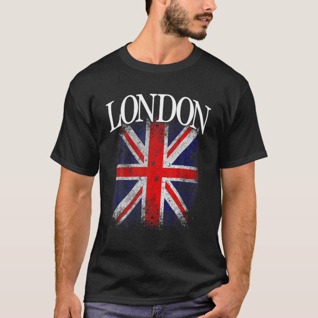 Camiseta Funny la bandera británica vintage de Londres (Anverso)