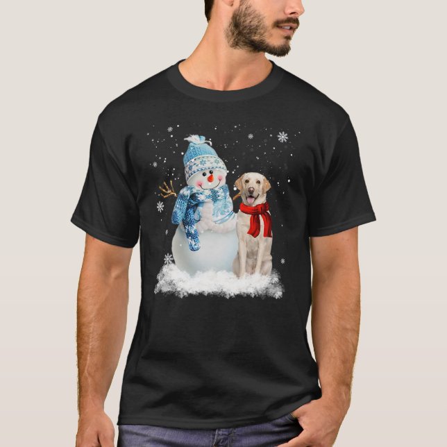 Camiseta Funny Labrador Dog Christmas Snowman Christmas Paj (Anverso)