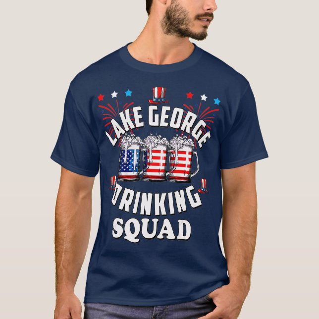 Camiseta Funny Lake George Drinking Squad 4 de Julio EEUU (Anverso)