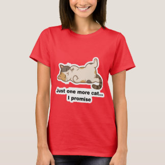 Camiseta Funny Lazy Cat T-Shirt – “One More Cat I Promise” 