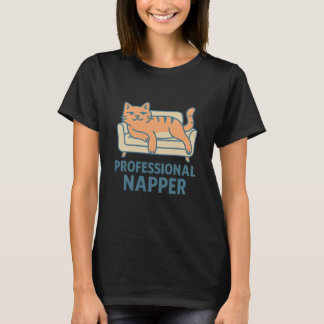 Camiseta Funny Lazy Cat T-Shirt – Professional Napper Carto