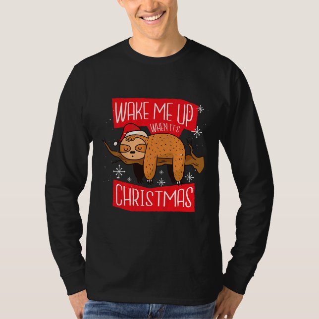 Camiseta Funny Lazy Sloth Navidades Pajama (Anverso)