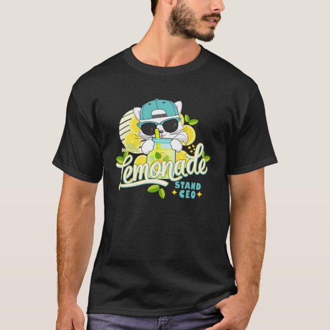 Camiseta Funny Lemonade Stand CEO Cute gato Jugo de limón B (Anverso)