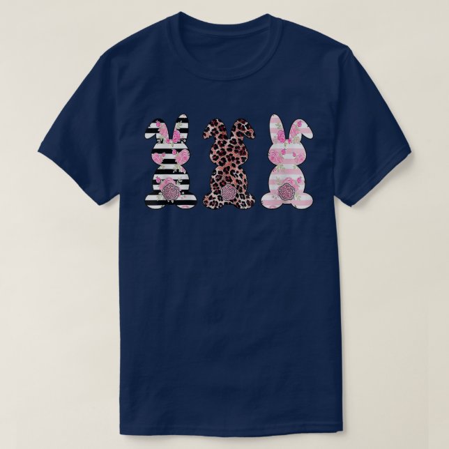 Camiseta Funny Leopard Easter Bunny Rabbit Trio Cute Easter (Diseño del anverso)