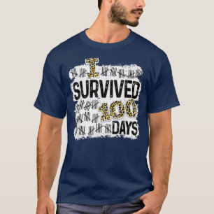 Camiseta Funny Leopard I sobrevivió 100 días de clases 100 