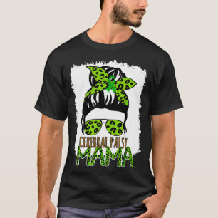 Camiseta Funny Leopard Messy Hair Bun Parálisis cerebral M