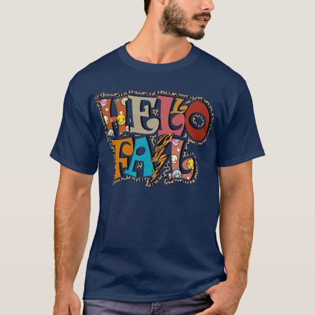 Camiseta Funny Leopard Print Hello Fall Boys Chicas (Anverso)
