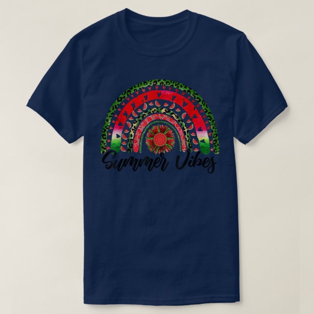 Camiseta Funny Leopard Sunflower Watermelon Boho Rainbow Su (Diseño del anverso)