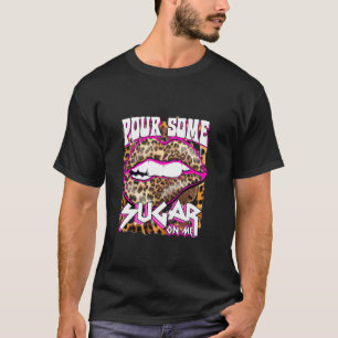 Camiseta Funny Leopardo Hot Pink Lips Pour Algo De Azúcar