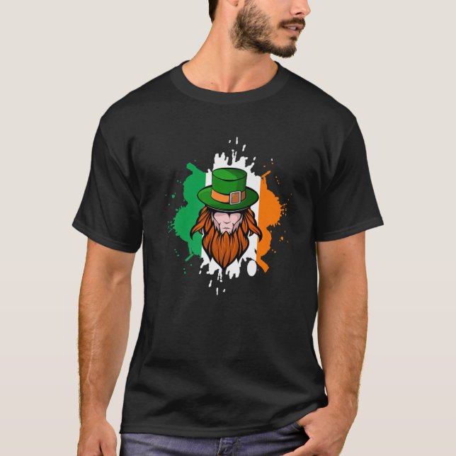Camiseta Funny Leprechaun Bandera Irlandesa Clover St Patri (Anverso)