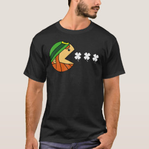 Camiseta Funny Leprechaun Comiendo Shamrock St Patricks Day