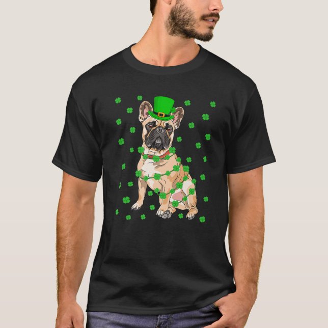 Camiseta Funny Leprechaun Gorra Bulldog francés San Patrici (Anverso)