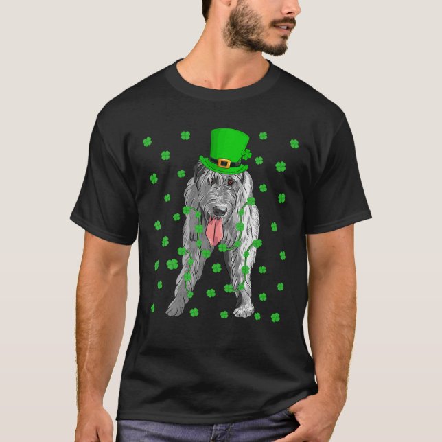 Camiseta Funny Leprechaun Gorra Irlandés Wolfhound Dog St.  (Anverso)