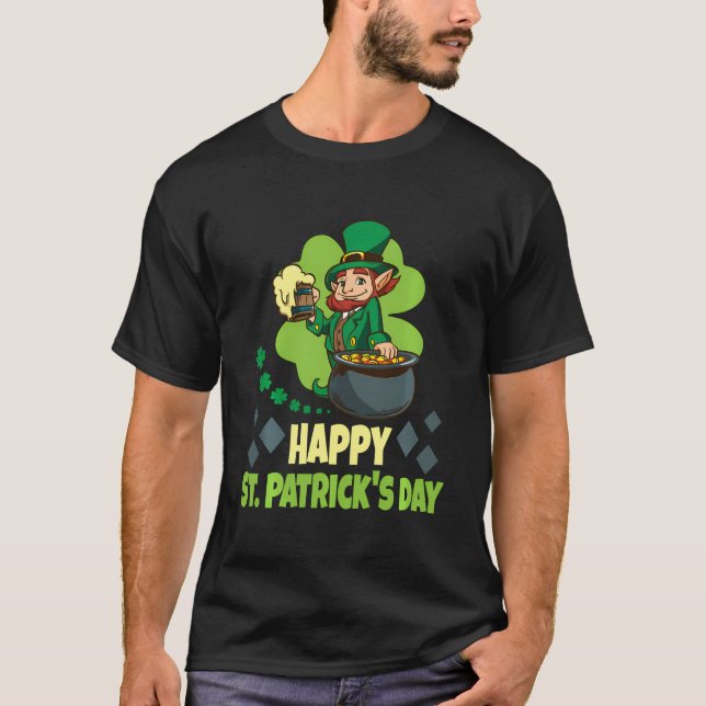Camiseta Funny Leprechaun Irish Shamrock Happy St Patrick'S (Anverso)