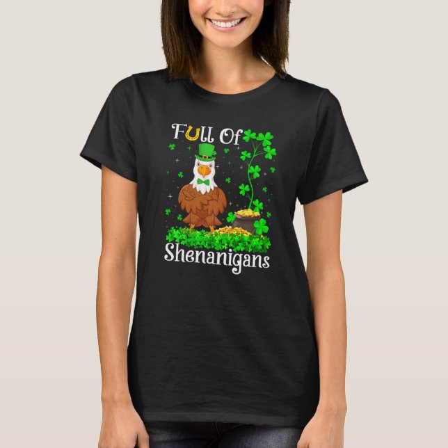 Camiseta Funny Leprechaun Shamrock Leaf Bald Eagle St Patri (Anverso)