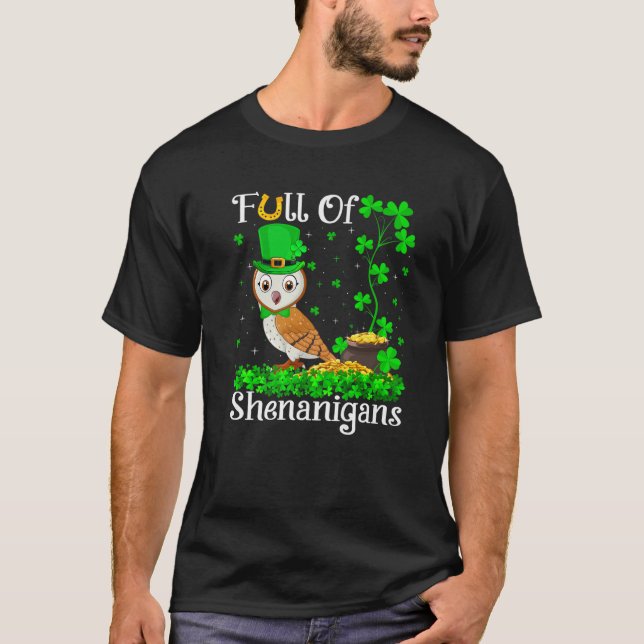 Camiseta Funny Leprechaun Shamrock Leaf Barn Owl St Patric (Anverso)