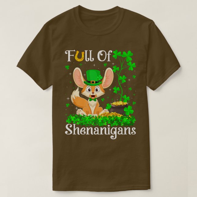 Camiseta Funny Leprechaun Shamrock Leaf Fennec Fo St (Diseño del anverso)
