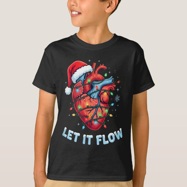 Camiseta Funny Let It Flow Heart Anatomy Nurse Christmas  (Anverso)