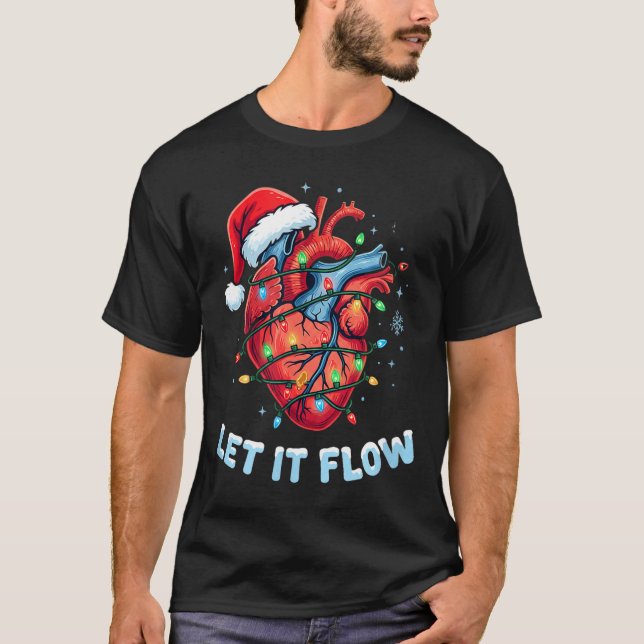 Camiseta Funny Let It Flow Heart Anatomy Nurse Christmas  (Anverso)