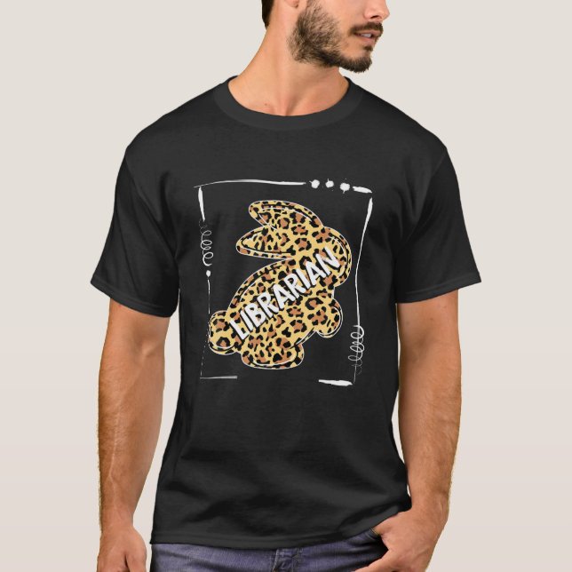 Camiseta Funny Librarian Leopard Bunny Rabbit Easter Christ (Anverso)