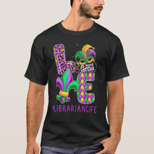 Camiseta Funny Librarian Mardi Gras Familia Matanza