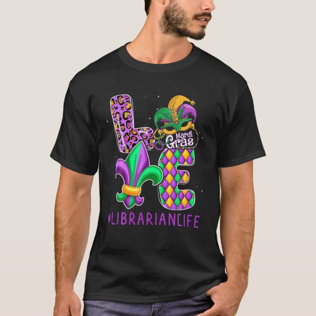 Camiseta Funny Librarian Mardi Gras Familia Matanza (Anverso)