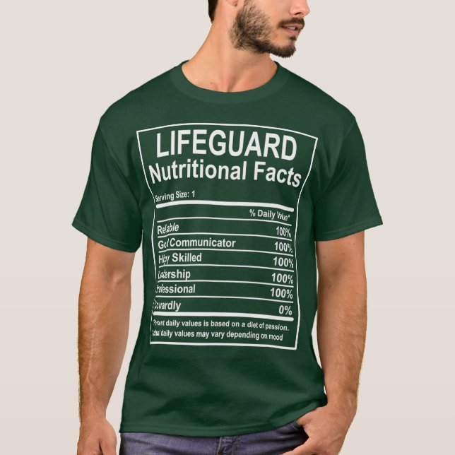Camiseta Funny Lifeguard Nutritional Facts Lifeguard (Anverso)